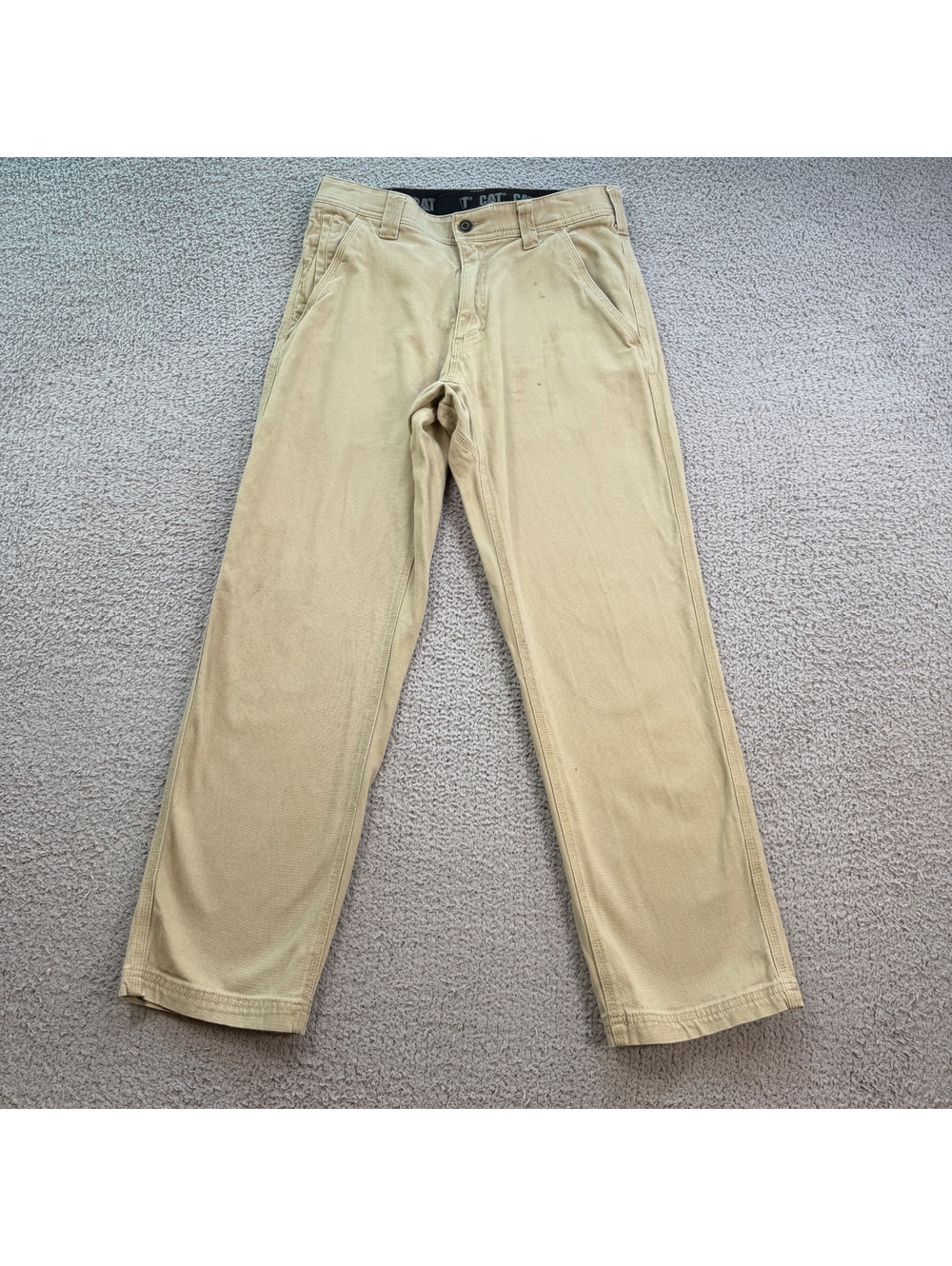 CAT Caterpillar Workwear Khaki Stretch Canvas Carpenter Work Pants 30x30